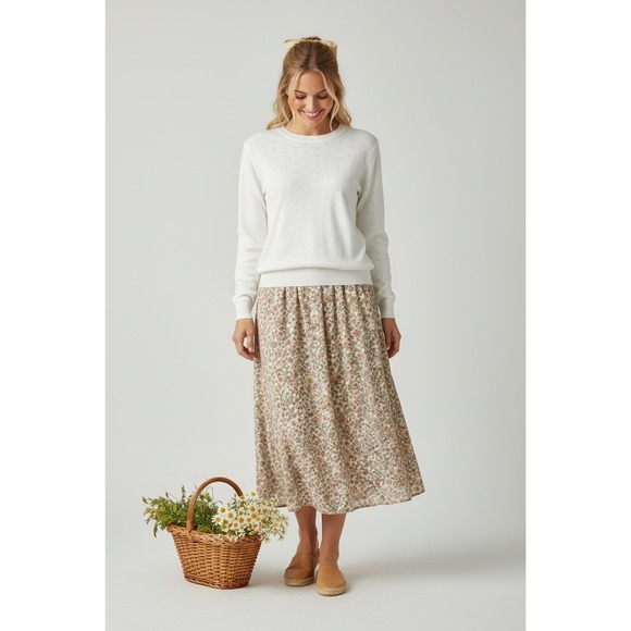 Joe Fresh Sweaters - Joe Fresh White Pointelle Knit Size Large Lightweight Sweater Cottagecore
